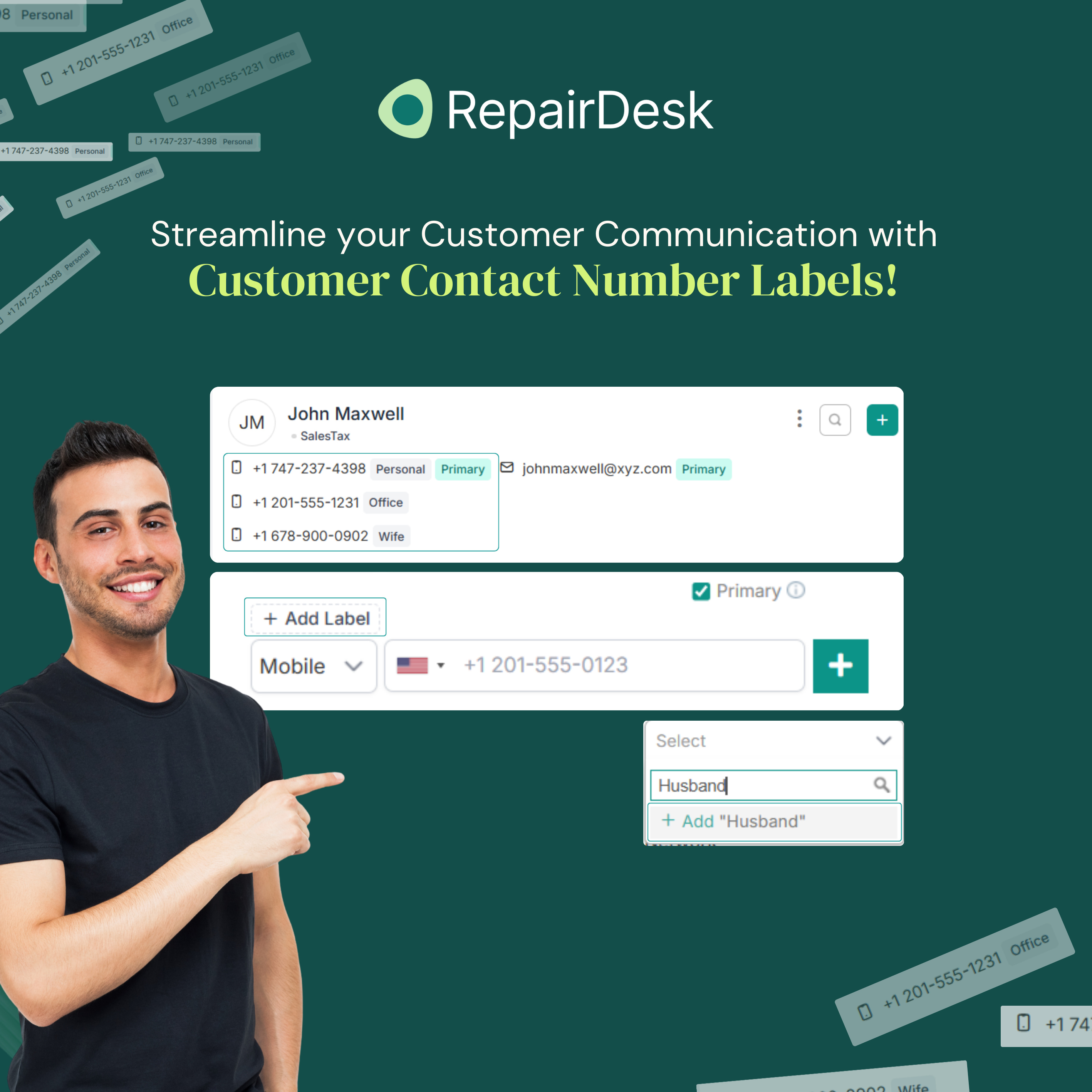 Customer Contact Number Labels