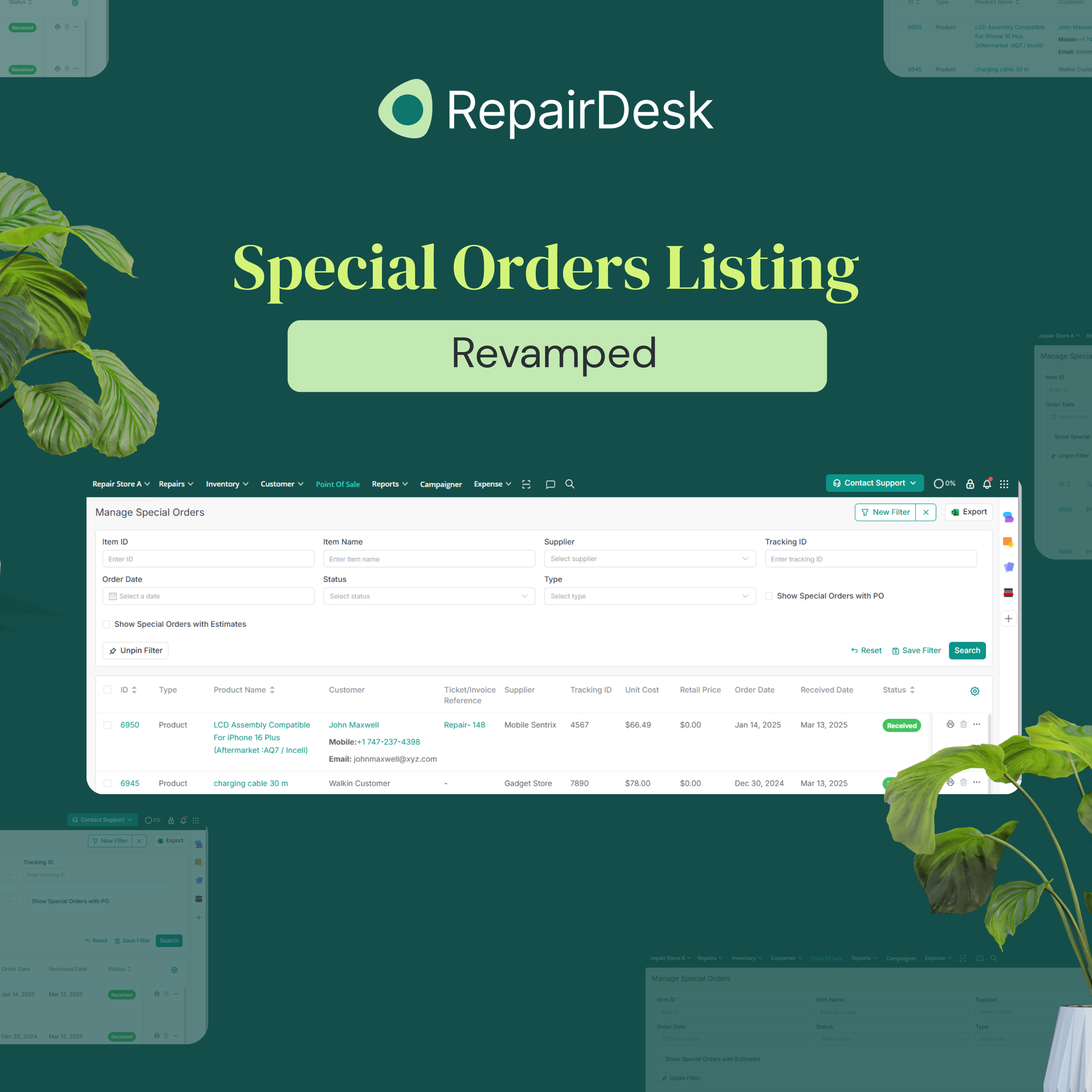Special Order Listing