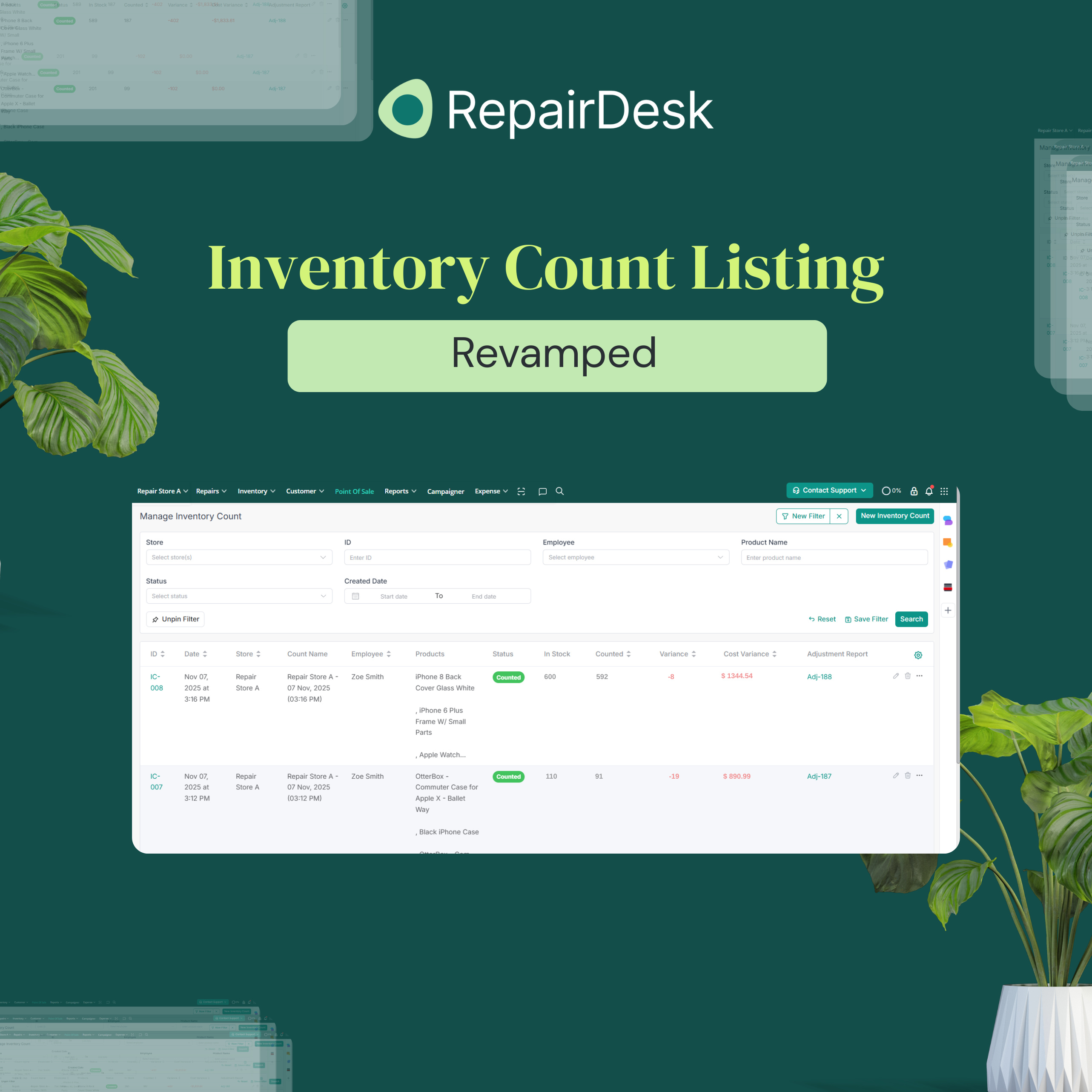 Inventory Count Listing