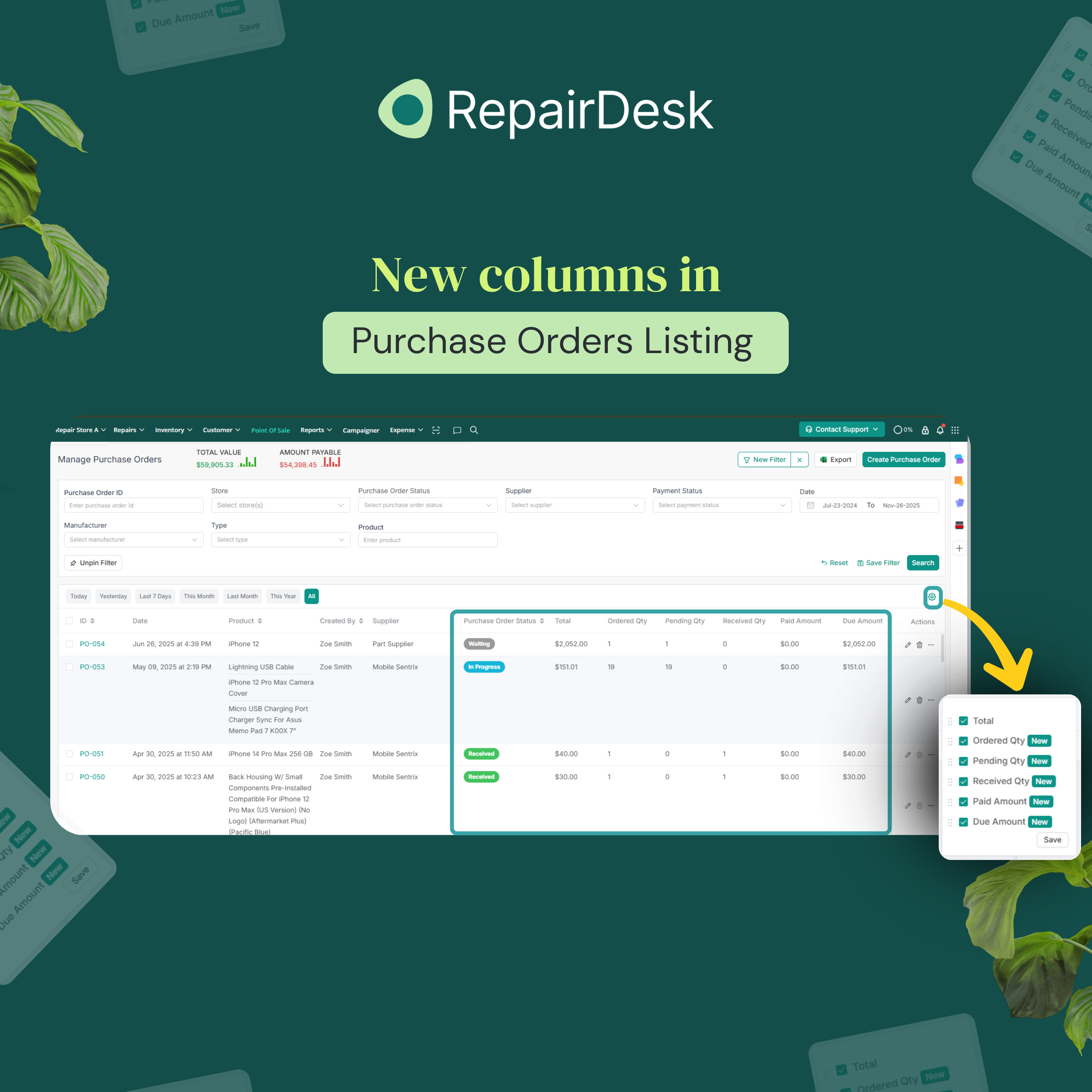Purchase Order Listing