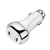 45W Dual USB-C Car Charger - White