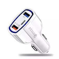 35W USB-C + Dual USB-A Car Charger - White